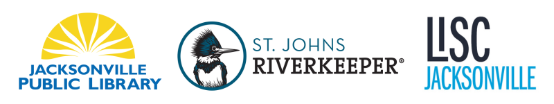 Logos for Jacksonville Public Library, St. Johns Riverkeeper and LISC Jacksonville