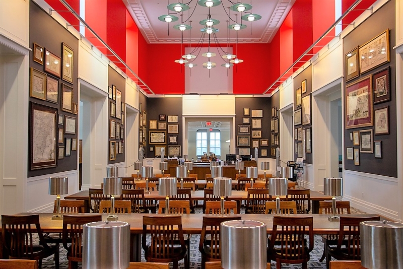 Ansbacher Map Room featuring 240 framed maps.